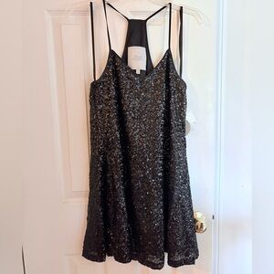 Pearl Sparkling Black Mini Dress